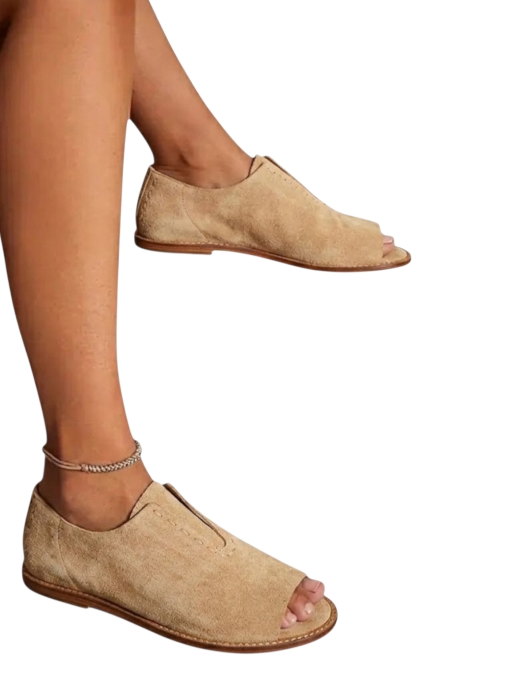 Free People Rogue Suede Oxford Flats Sienna Brown Cutout Slip On EU 38.5 NIB